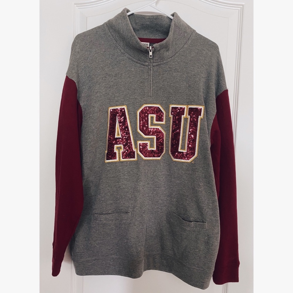 Arizona State PINK Sequin Half Zip Sweatshirt